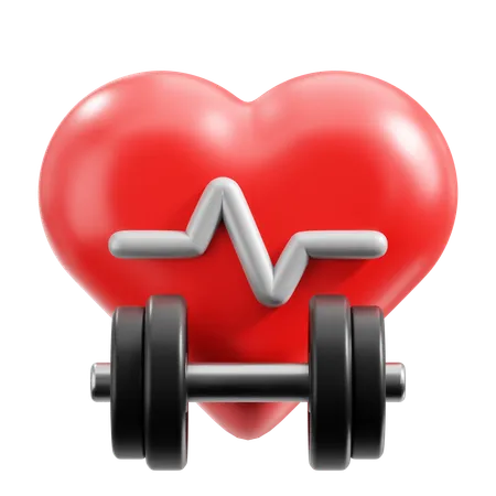 Dumbbell and Heartbeat  3D Icon