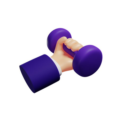 Dumbbells In Hand  3D Illustration