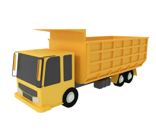 Dump Truck Trailer 3D Icon
