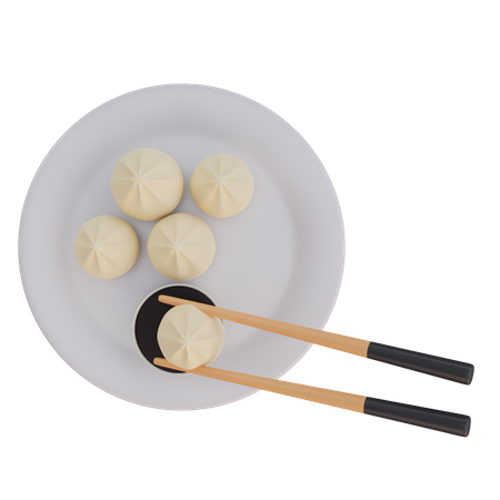 Dumpling Plate 3D Icon
