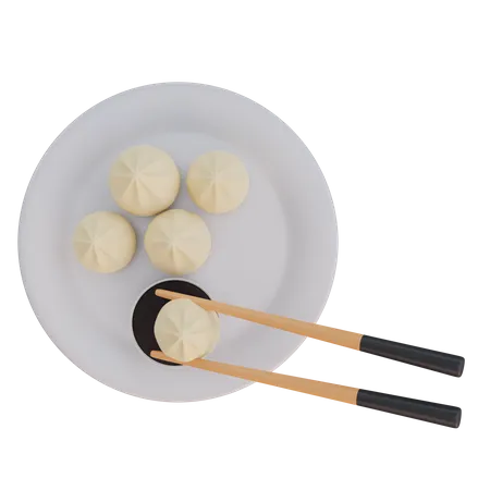 Dumpling Plate 3D Icon