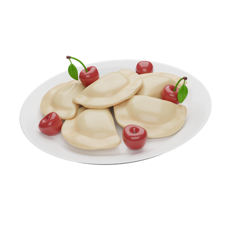 Dumplings With Cherry  3D Icon