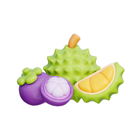 Durian e mangostão  3D Icon