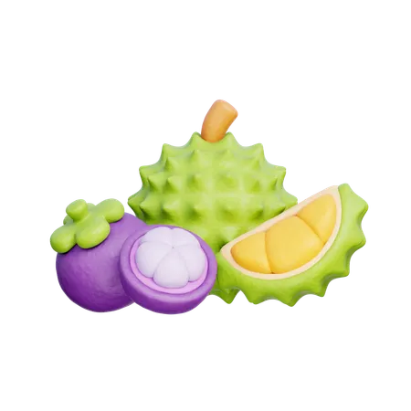 Durian und Mangostan  3D Icon