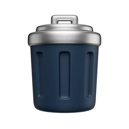 3 D Render Illustration Trash Can Closed With Metal Lid 3D Icon