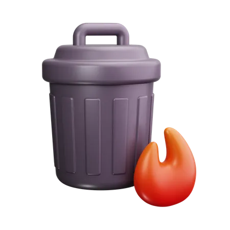 ゴミ箱の火災  3D Icon