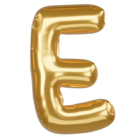 E Alphabet 3 D Illustration In Golden Balloon Style 3D Icon