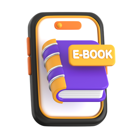 E-book com smartphone  3D Icon