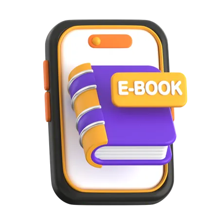 E-book com smartphone  3D Icon