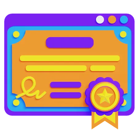 E Certificate  3D Icon