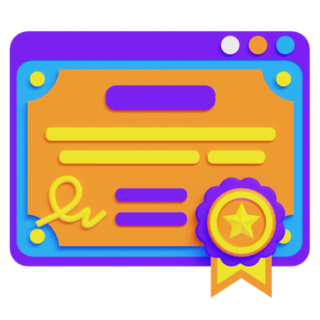 E Certificate  3D Icon