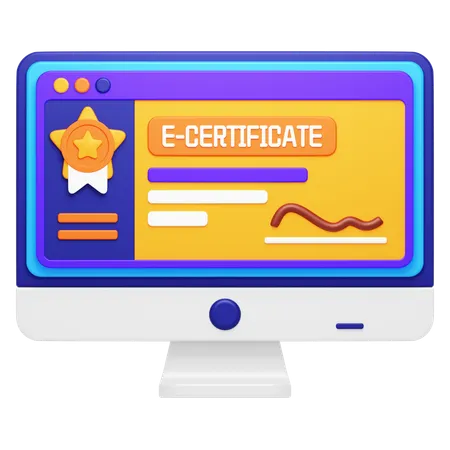 E Certificate  3D Icon