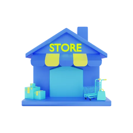 Boutique hors ligne de commerce électronique  3D Illustration