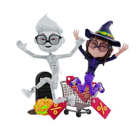 E-commerce halloween sale  3D Illustration