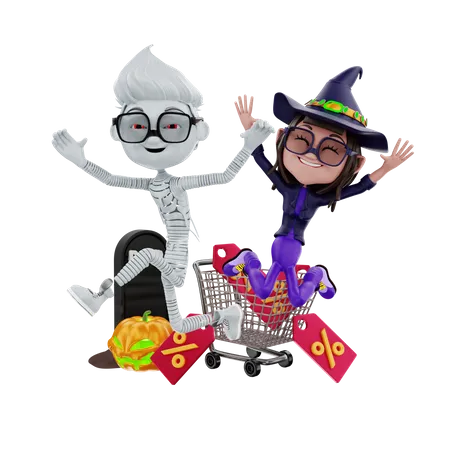 E-commerce halloween sale  3D Illustration