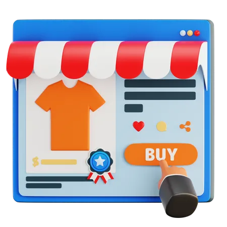 3 D Online Shopping Landing Page Web Shop E Commerce Concept Store Marketing Website Campaign 3 D Rendering 3D Icon