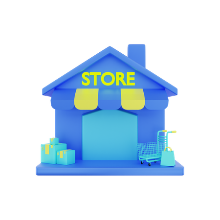 E Commerce Offline Shop  3D Illustration