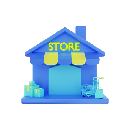 E Commerce Offline Shop  3D Illustration