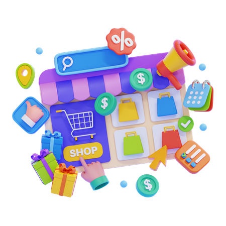 E Commerce Shopping  3D Illustration