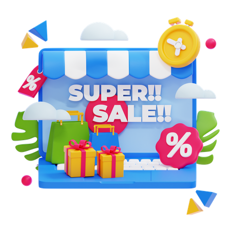 Super vente de commerce électronique  3D Illustration