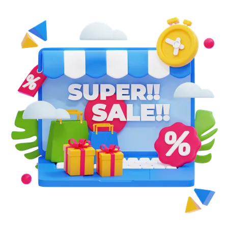 Super vente de commerce électronique  3D Illustration