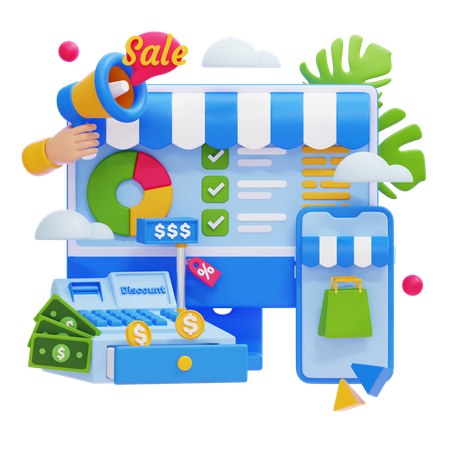 E-Commerce nimmt zu  3D Illustration