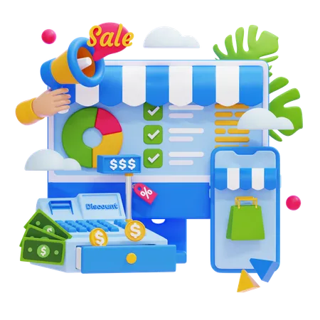 E-Commerce nimmt zu  3D Illustration