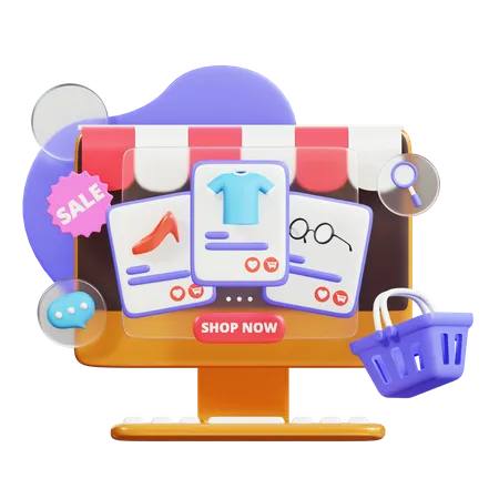 E Commerce Website  3D Illustration