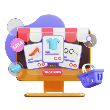 E Commerce Website  3D Illustration