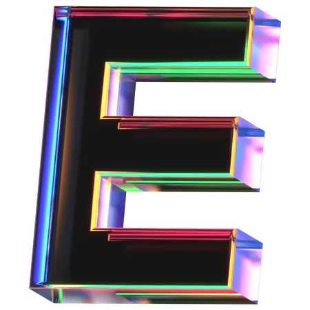 3 D Icon Of A Glass Letter E 3D Icon