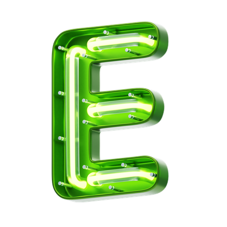 E Letter Shape Neon Text  3D Icon