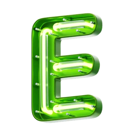 E Letter Shape Neon Text  3D Icon