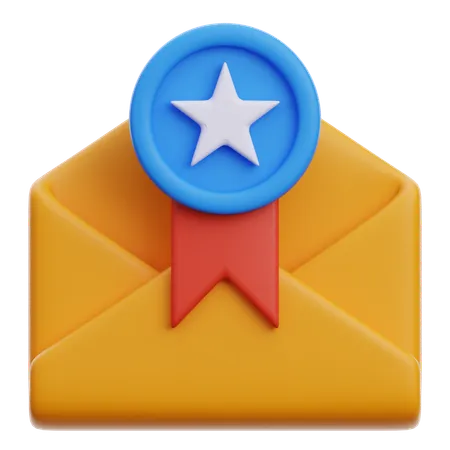 E-mail com estrela  3D Icon