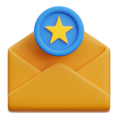 E-mail com estrela  3D Icon