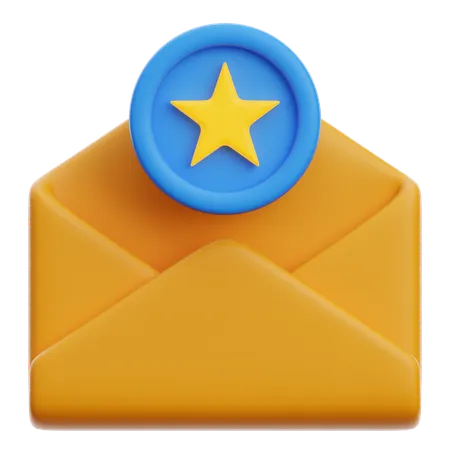 E-mail com estrela  3D Icon