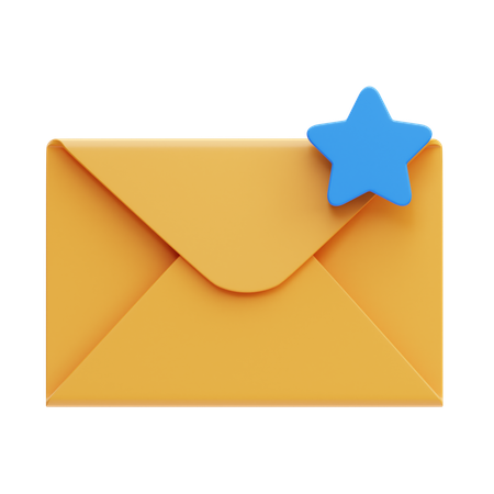 E-mail com estrela  3D Icon