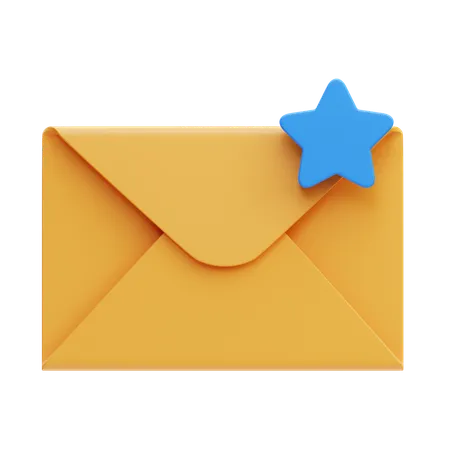 E-mail com estrela  3D Icon