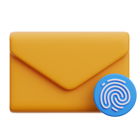 E-Mail mit Fingerabdrucksicherheit  3D Icon