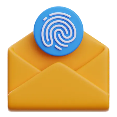 E-Mail mit Fingerabdrucksicherheit  3D Icon