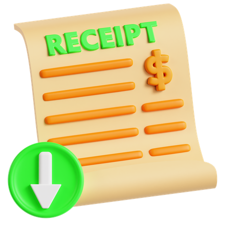 E Receipt Download  3D Icon