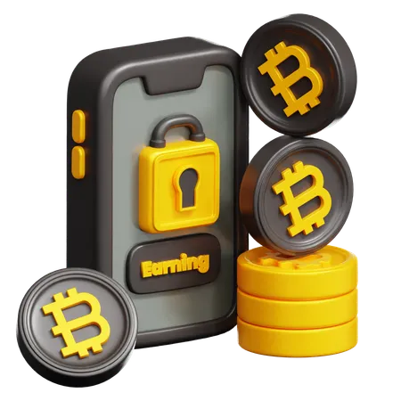 Earning Bitcoin  3D Icon