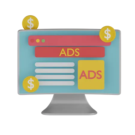 Earning With Ads 3D Icon