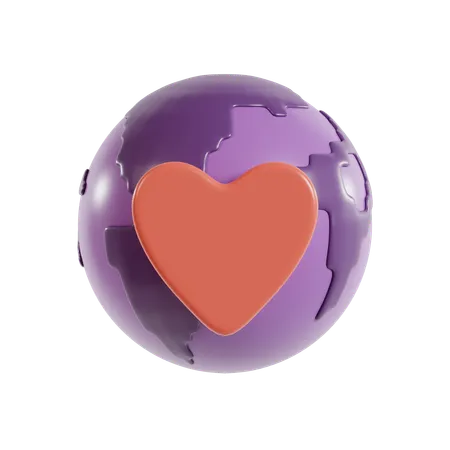 3 D Illustration Rendering Icon Love Earth 3D Icon