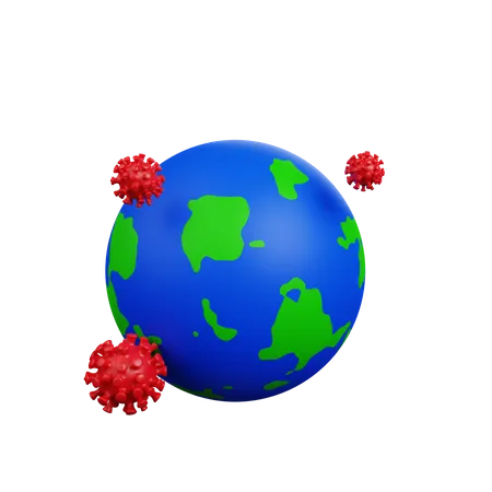 Earth affected with corona  3D Illustration