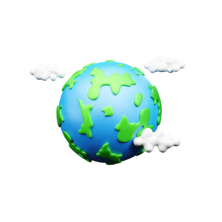 Earth And Cloud  3D Icon