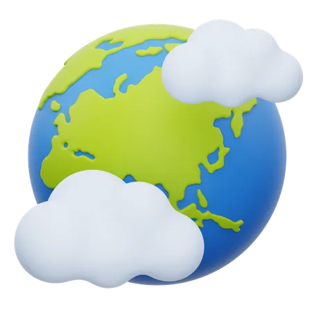 Earth And Cloud  3D Icon