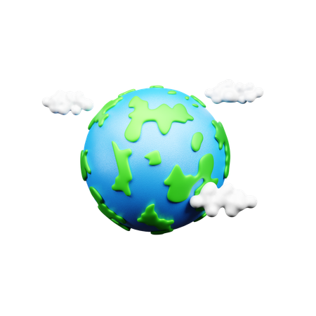 Earth And Cloud  3D Icon