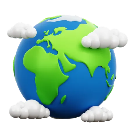 Earth And Clouds  3D Icon