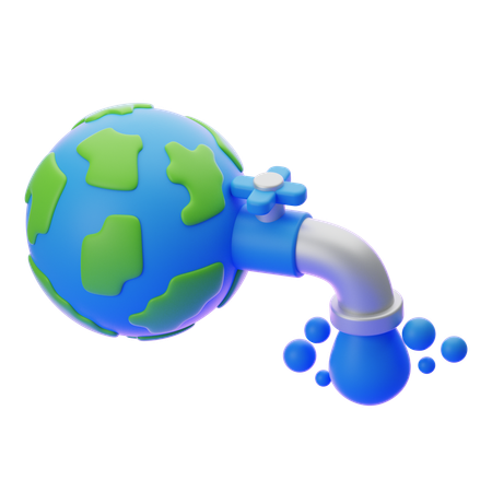 Earth And Faucet  3D Icon