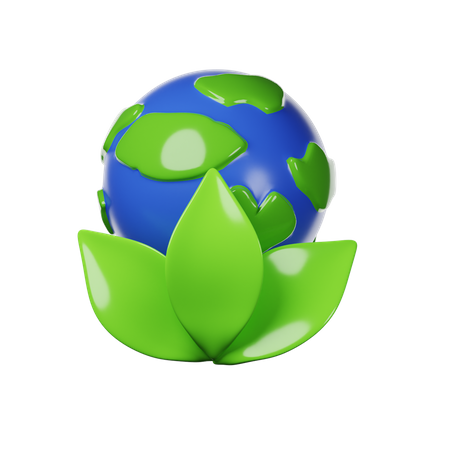 Earth And Leaf 3D Illustration